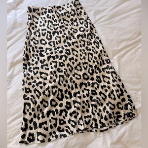 Silk slip cheetah midi skirt